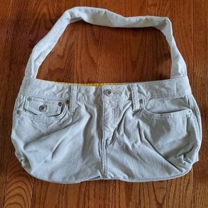 Handmade Corduroy Jean Tote with Yellow Lining